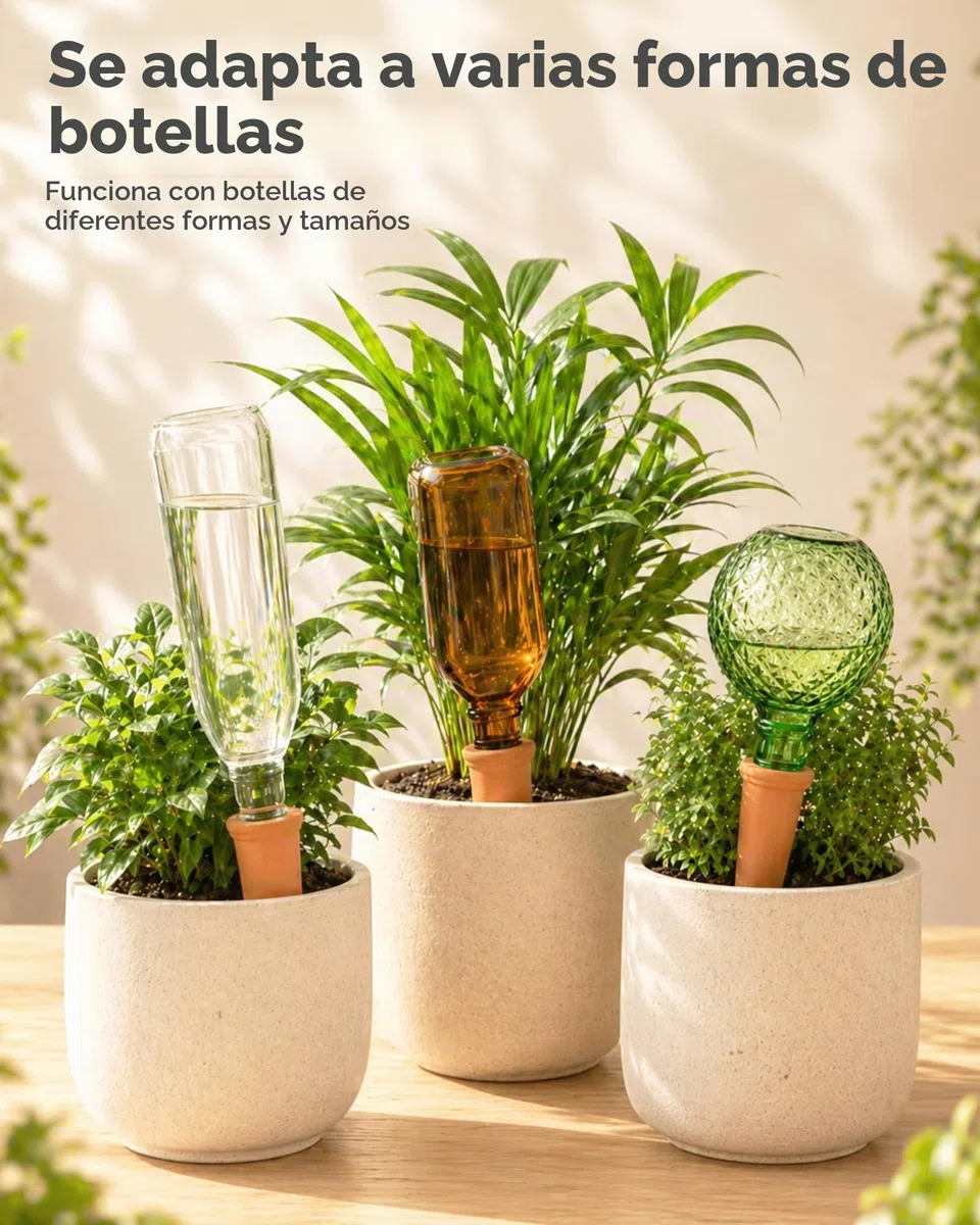 Bamworld Riego Automatico Macetas con Conos de Terracota 6 Unidades Autorriego para Macetas Sistema de Riego Plantas Vacaciones Interior Exterior Balcon Jardin Terraza