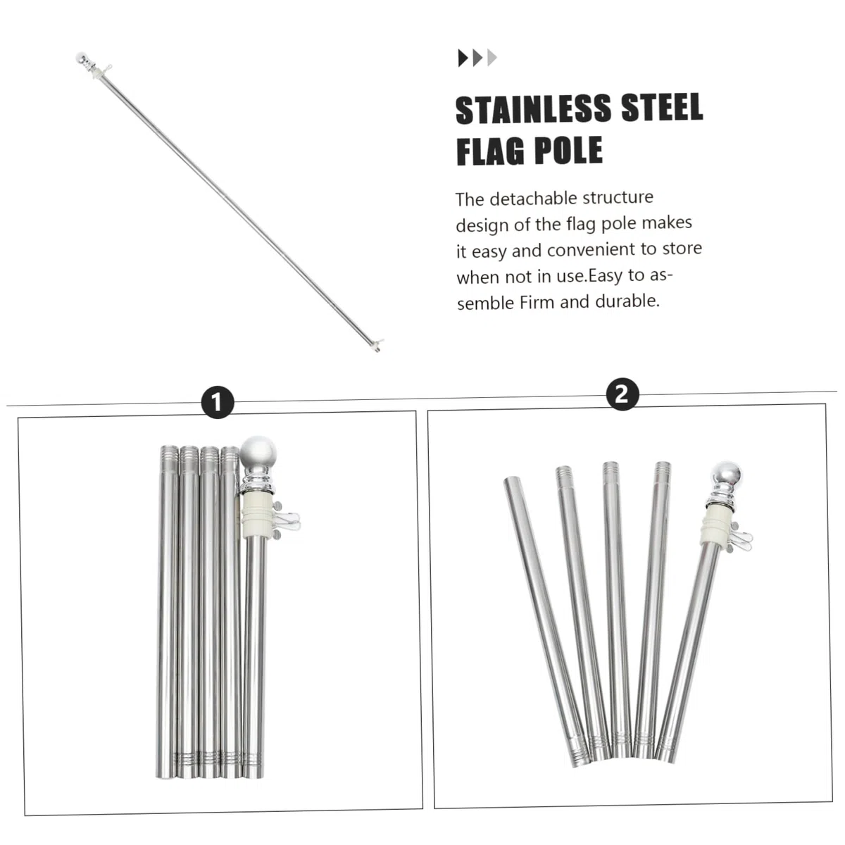 Yardenfun 1 juego Mástil de Bandera Inoxidable Anillo Giratorio y Resistente la Corrosión Kit para Jardín y Exterior