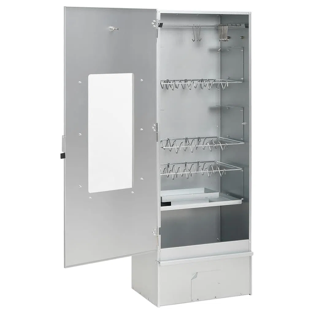 Mangloder - Horno para ahumar en frío con generador de humo frío, acero galvanizado y cristal, 44,5 x 29 x 110 cm, para ahumar carne y pescado al aire libre, con termómetro