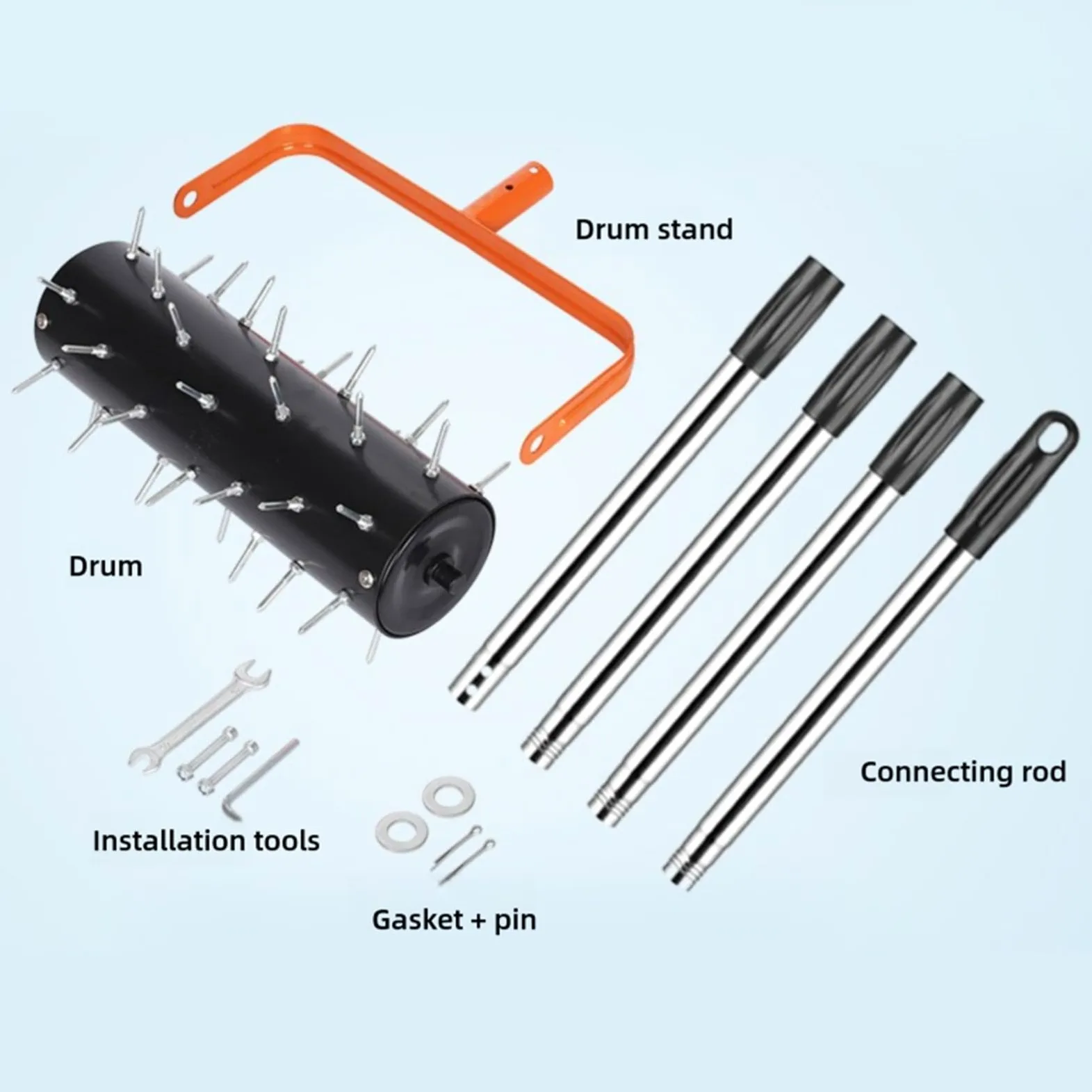 Alomejor Aireador de Césped Rodante de Acero Eficiente, 42 Púas, Ajustable, Jardín, Patio, para Jardinería Doméstica