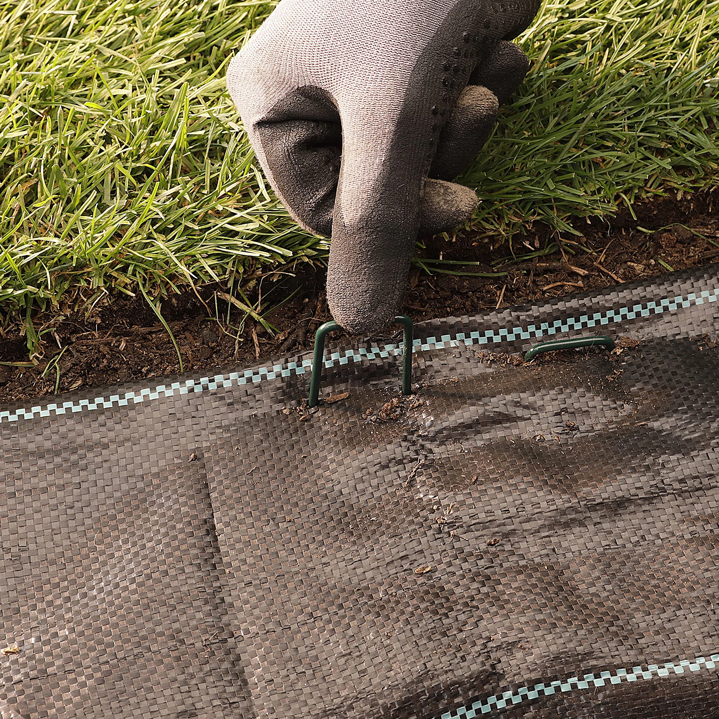 GardenMate 50 Grapas de sujeción para césped Artificial de Alambre de Acero galvanizado al Fuego | 150 mm Largo, 25 mm Ancho, 2,9 mm Grosor | Color Verde y Cabeza Plana