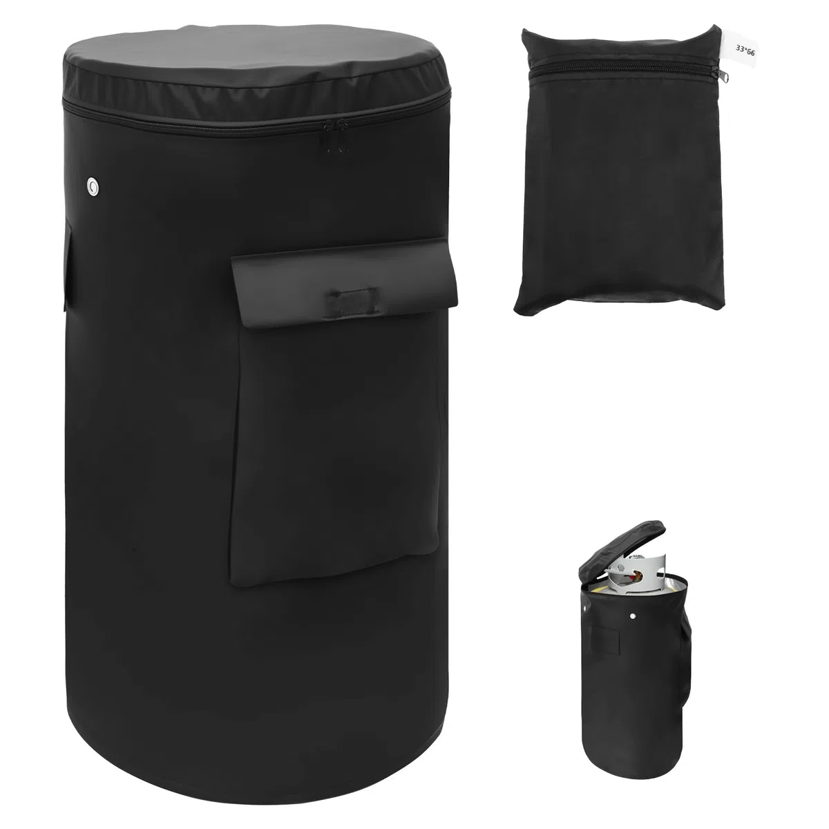 Funda protectora para bombona de gas de 11 kg, 33 x 66 cm, 600D, Oxford, con cordón, impermeable, resistente al viento, antiUV, para botella de gas propano