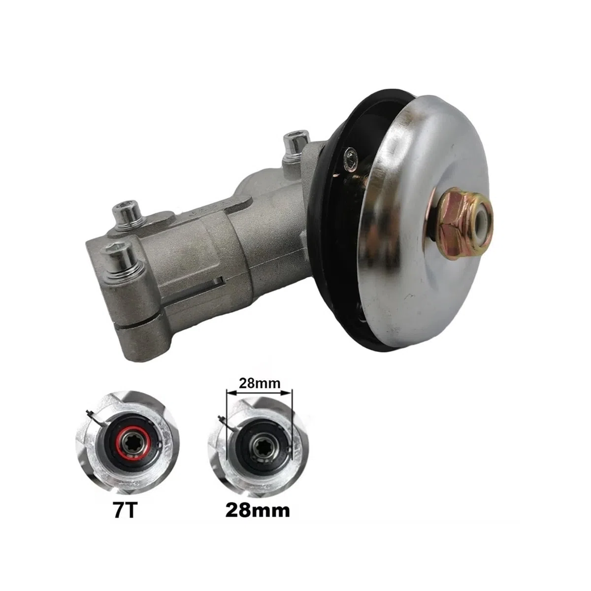 Compatible con Cabezal de Engranajes for desbrozadora de 26 mm, 28 mm, 7T y 9T, Caja de Engranajes, Accesorio for desbrozadora.(28mm 7T)