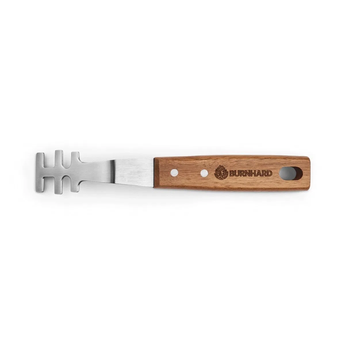 BURNHARD Levantador de Rejillas Acero Inoxidable, Mango ergonómico de Madera de Acacia, Ajuste Seguro para Rejillas Fred & Earl, con Gancho Integrado – Grid Lifter