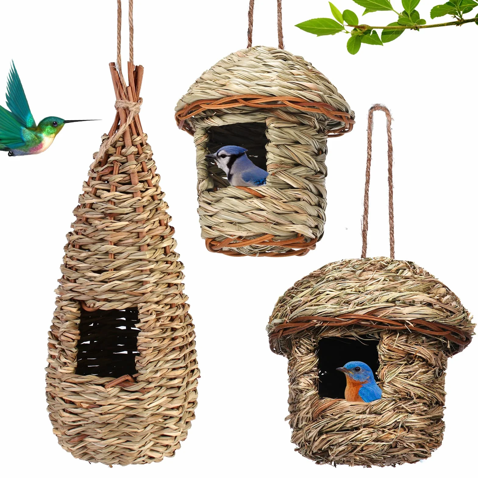 Nizirioo 3 Pcs Pájaros Casas Colgantes, Nidos De Pájaro Exterior, Casita Pajaros Exterior