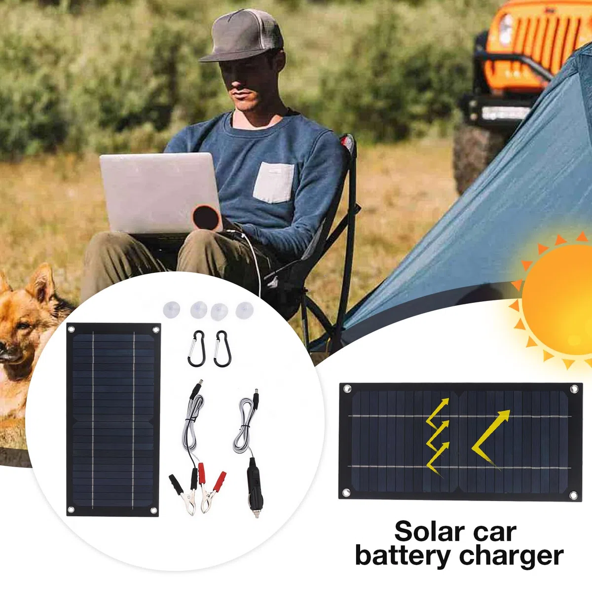Cargador De Batería Solar, Panel Solar Portátil, Camping Panel Solar, Cargador De Almacenamiento Solar, Cargador Solar Impermeable Y Mantenimiento