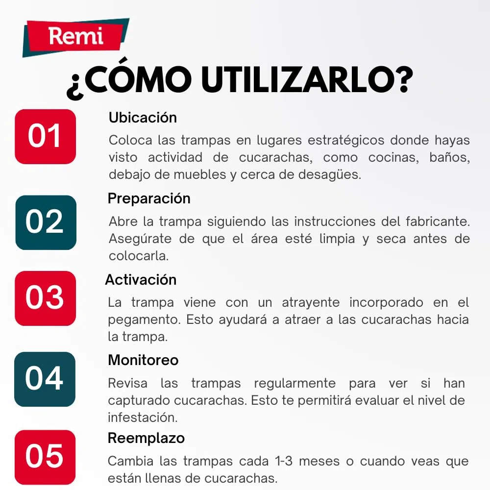 Remi Hogar Trampas Cucarachas Adhesivas | con atrayente alimenticio Natural | Sin pesticidas | Fácil instalación | Especial para cucaracha Alemana o del café (Trampas para cucarachas, 30, Unidades)