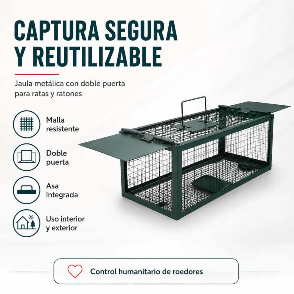 Remi Hogar | Jaula para Ratas y Ratones de Metal Reutilizable | Trampa para Ratas y Ratones con Doble Puerta | No daña al Animal| Fácil de Usar | para Interiores y Exteriores