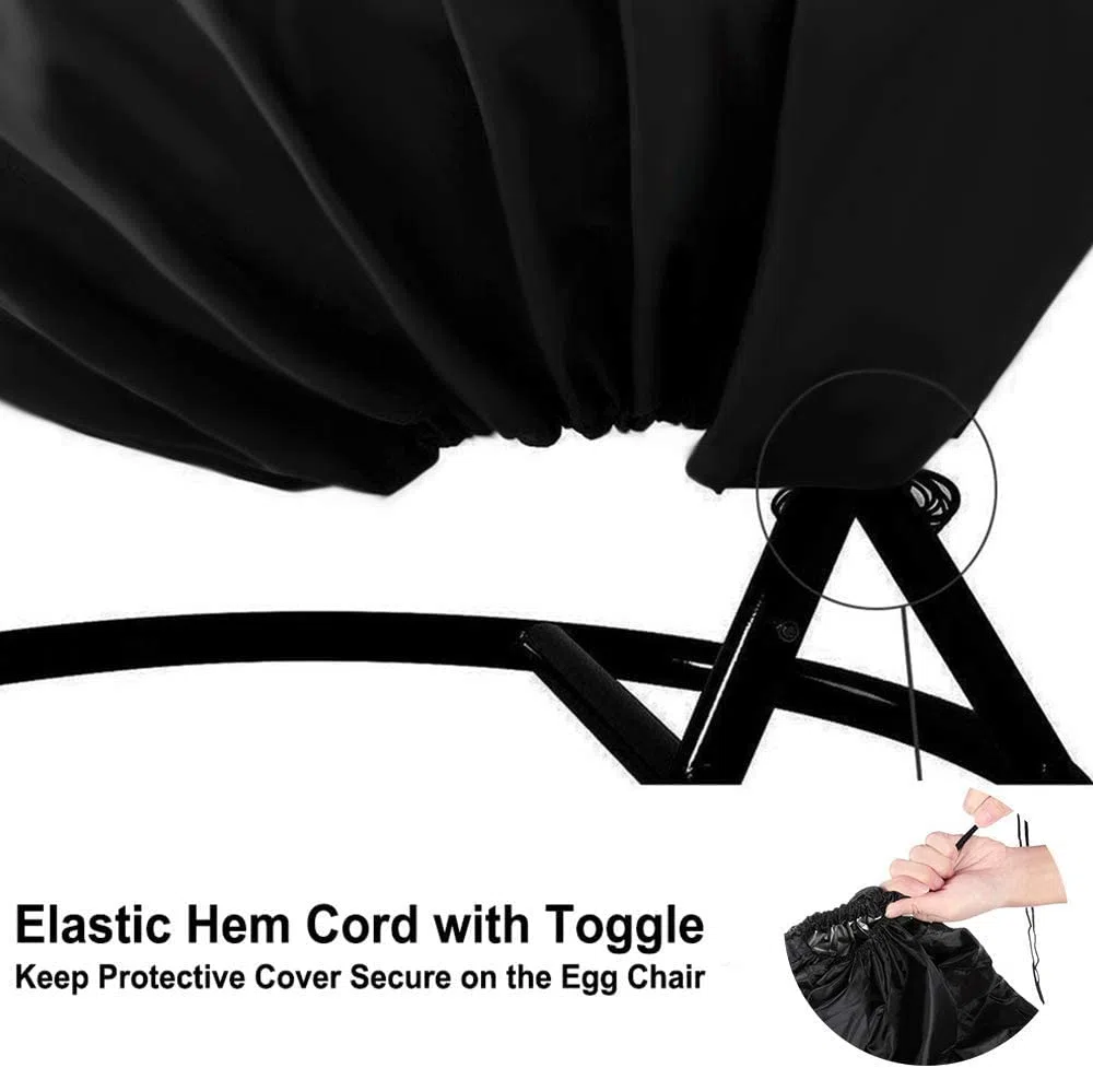 YCHK Funda para Silla Colgante, Cubierta Oxford a Prueba de Agua y Polvo para Patio Mecedora Mecedora, Silla de Columpio de Huevos, Silla Flotante (Black)
