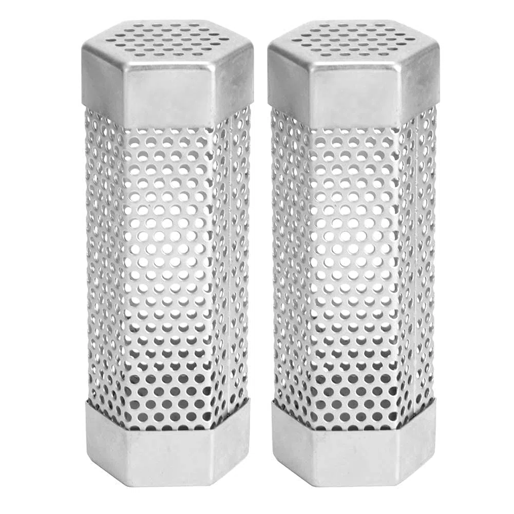 2pcs 2 tubos ahumadores de pellets, generador de humo hexagonal de acero inoxidable para barbacoas, tubo ahumador portátil para barbacoas de gas, carbón y eléctricas, accesorios
