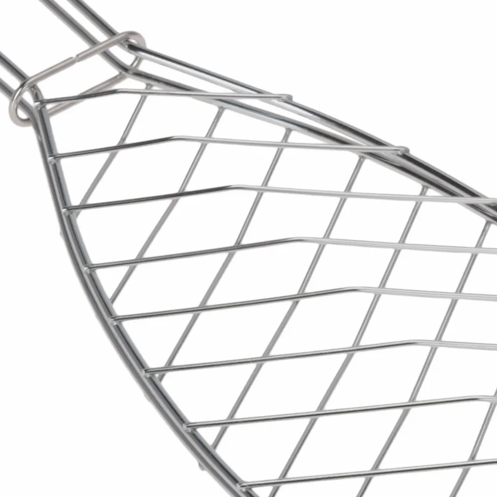 Para freír pescado | para pescado a la parrilla y espátula para pescado, soporte cesta | accesorios de barbacoa de ToCis Big BBQ, Silber mit Holzgriff (57x13 cm)