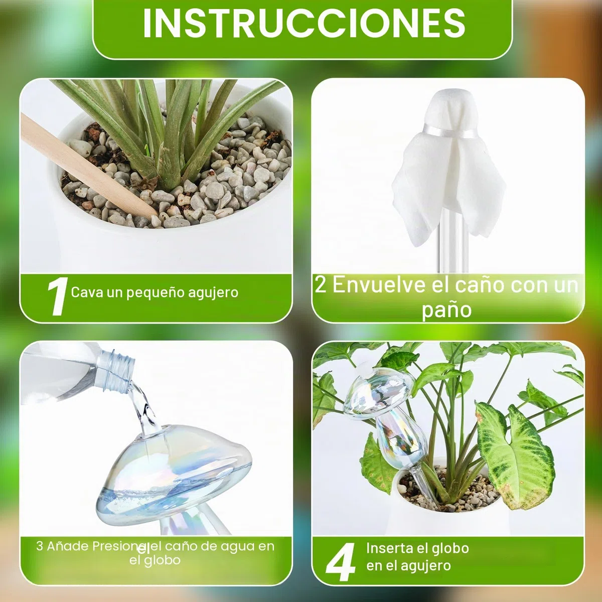 4 Piezas Bolas de Riego de Plantas, Globos de Riego para Plantas en Forma de Seta, Dispositivo Automáticos de Riego, Bolas de Riego para Macetas para Plantas de Interior/Exterior/Balcones