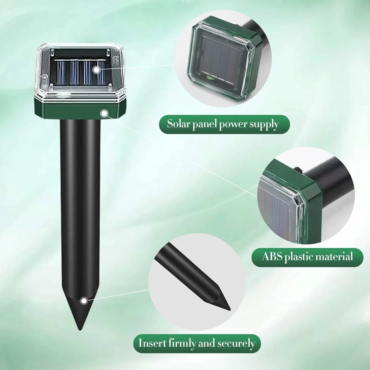 Ahuyentador de Topos, 4 Piezas Ahuyentador de Ratas, Repelente Ultrasónico de Ratones, Repelente de Topos Solares, Impermeable Ahuyentador de Ratas para Jardin y Cámping, Anti Topos Serpientes Ratones