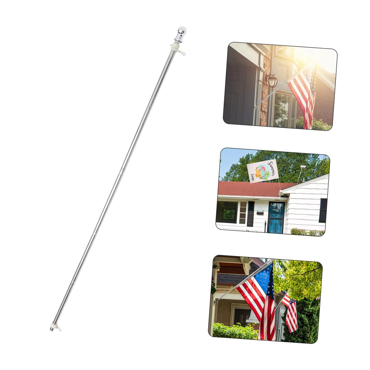 Yardenfun 1 juego Mástil de Bandera Inoxidable Anillo Giratorio y Resistente la Corrosión Kit para Jardín y Exterior