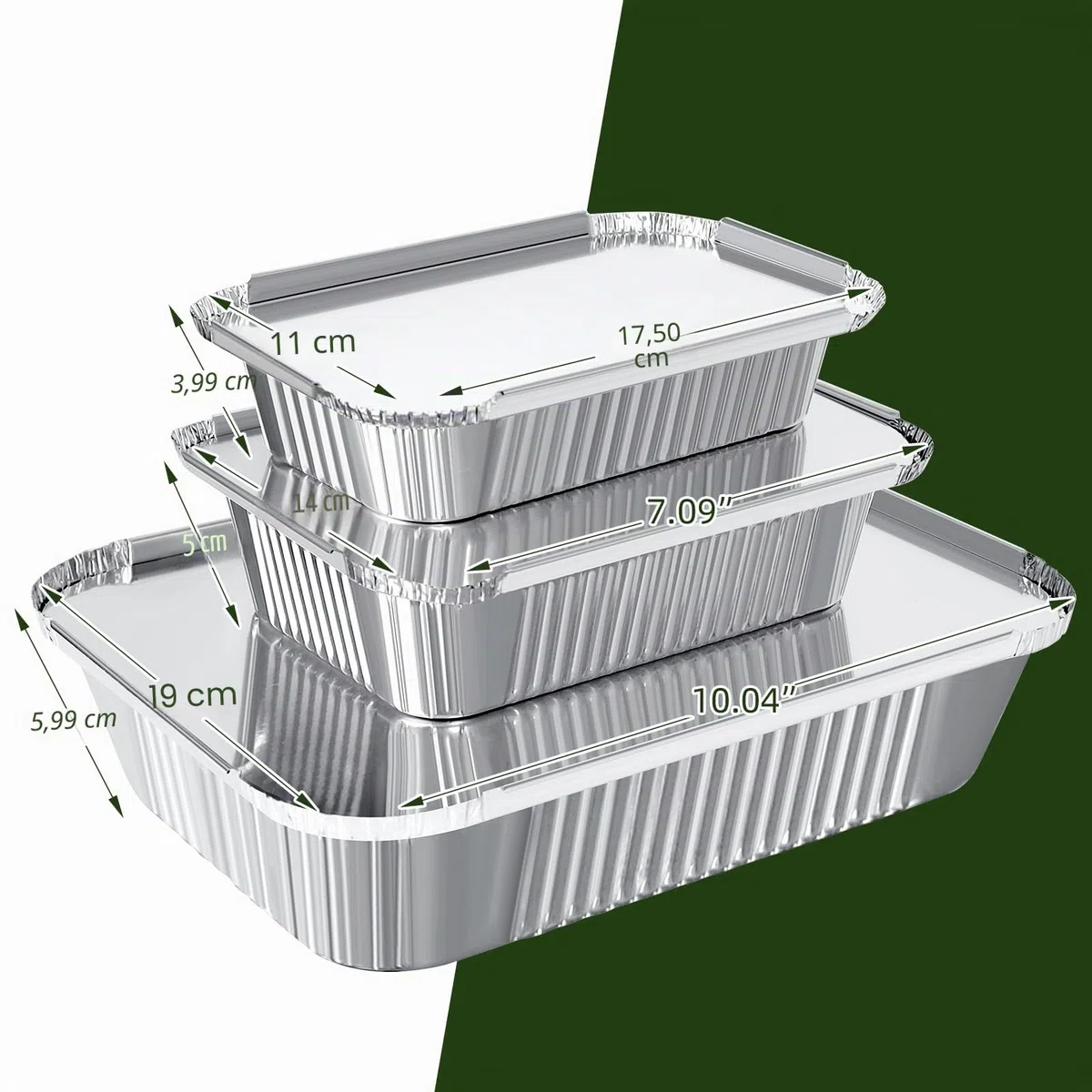 30 bandejas de Aluminio para Barbacoa, 1750 ml/700 ml/410 ml, bandejas de Aluminio con Tapa, bandejas de Aluminio Reutilizables, para cocinar, Asar, Hornear, Asar.
