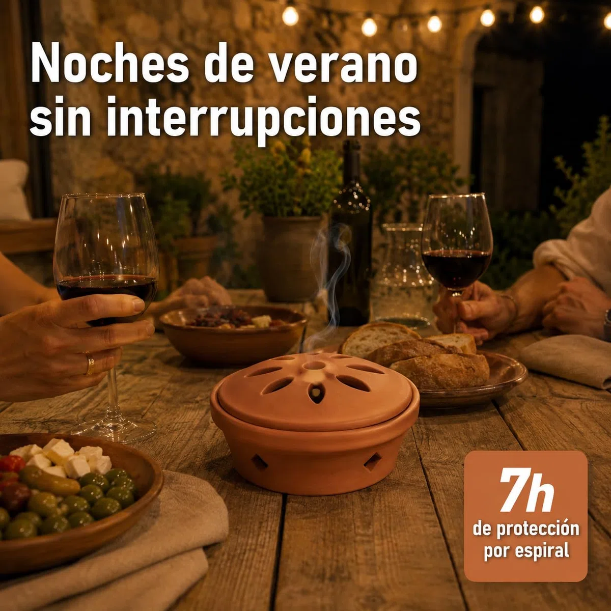 Kit Terraza Antimosquitos 30 Espirales Citronela + Quemador Cerámica Terracota – 7h Espiral – Antimosquitos Exterior Jardín Terraza Balcón – Mugy