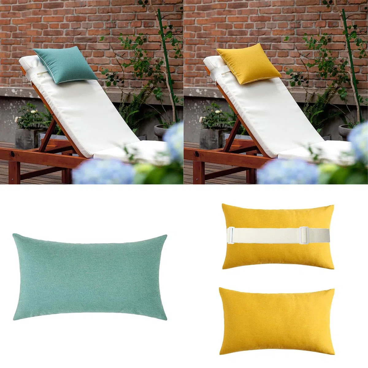 Cojín de salón Resistente a la Intemperie con Inserto extraíble, Almohada Ajustable para reposacabezas para tumbonas de Interior y Exterior y Piscina, Almohada Impermeable para reposacabezas
