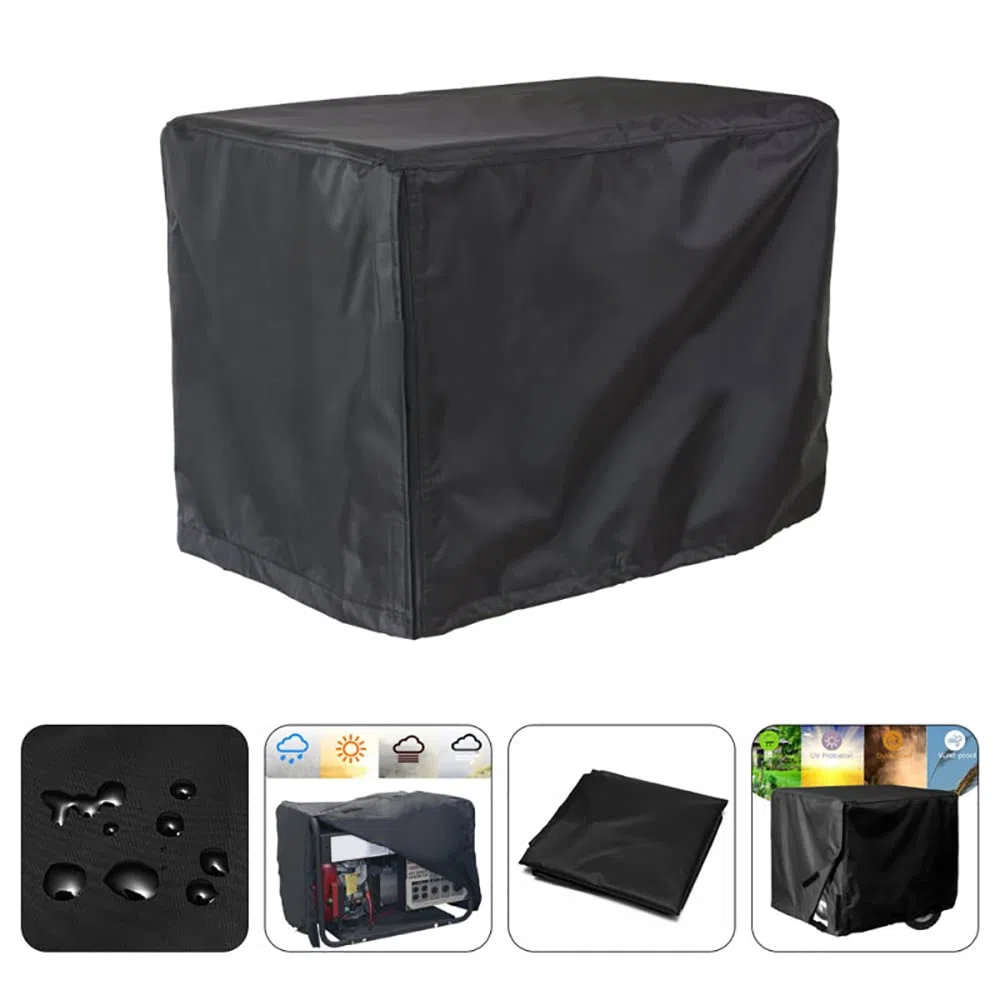 SEIWEI Cubierta universal para generador de 66 x 51 x 51 cm, rectangular, resistente al agua, resistente al polvo, resistente a los rayos UV, color negro