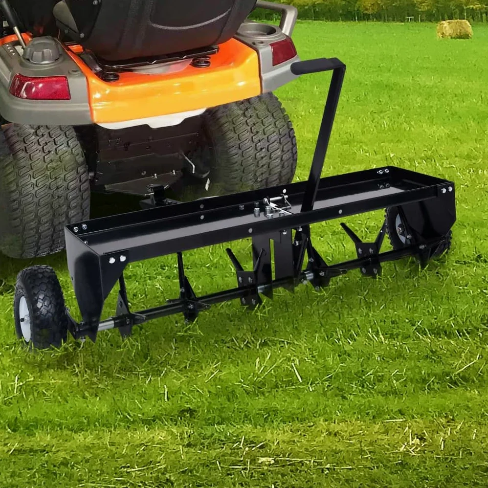 Aireador de césped para cortacésped de 102 cm con rodillo de acero, aireador de suelo, para césped y zonas verdes, fácil montaje, incluye acoplamiento universal