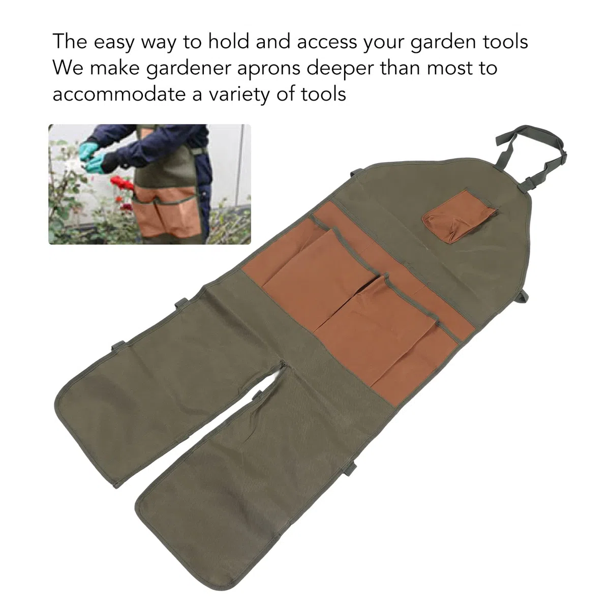 BestAlice Delantal de Jardinería, Delantal de Jardín con Bolsillos, Delantal de Estilo Largo para Exteriores, Tela Oxford, Múltiples Bolsillos, Delantal de Trabajo de Jardinería, Leggings, Falda