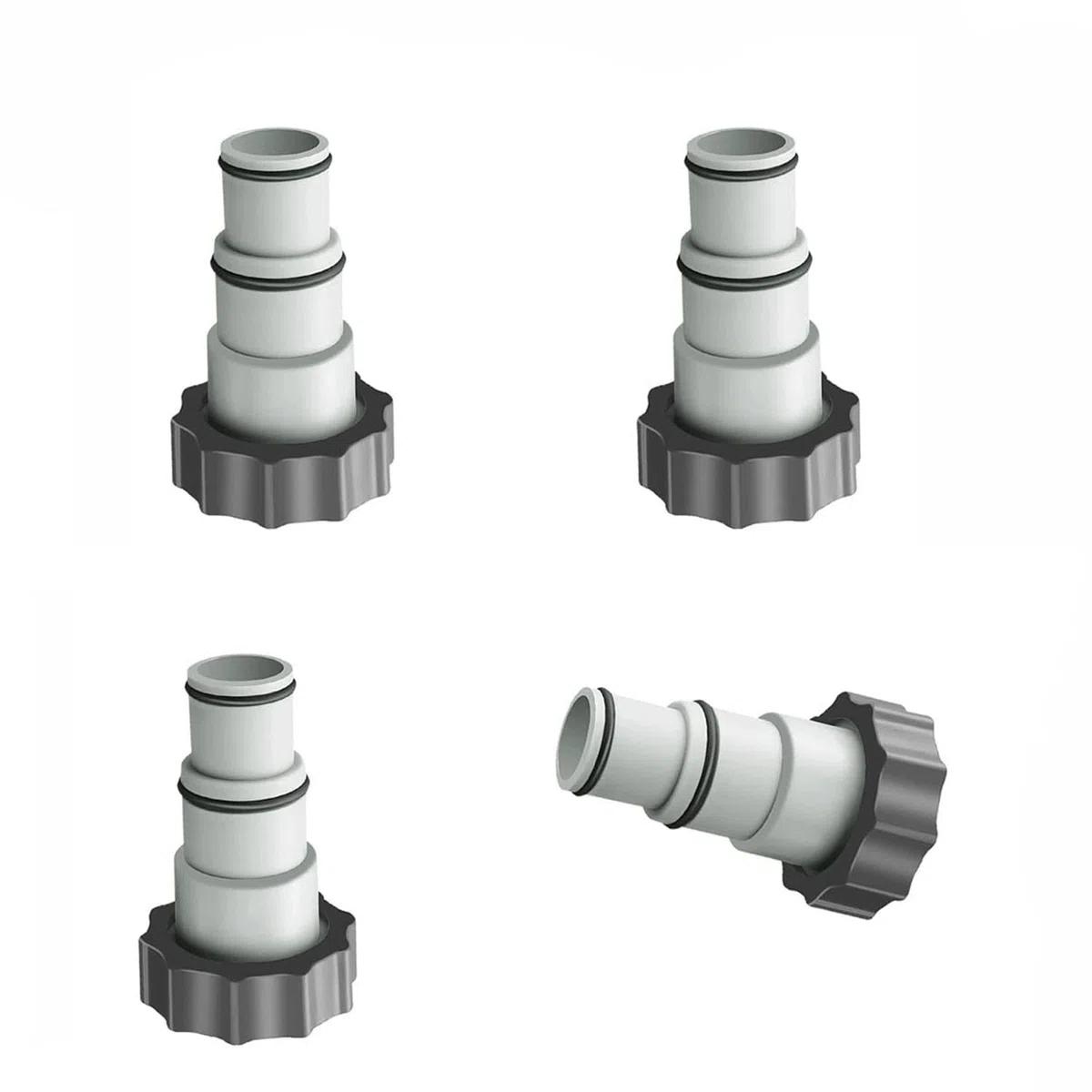 MEISO Adaptador de piscina de 4 piezas, adaptador de manguera serie Intex A con rosca, manguera de diámetro 1,5 pulgadas y 1,25 pulgadas, adaptador de bomba para juegos de piscina