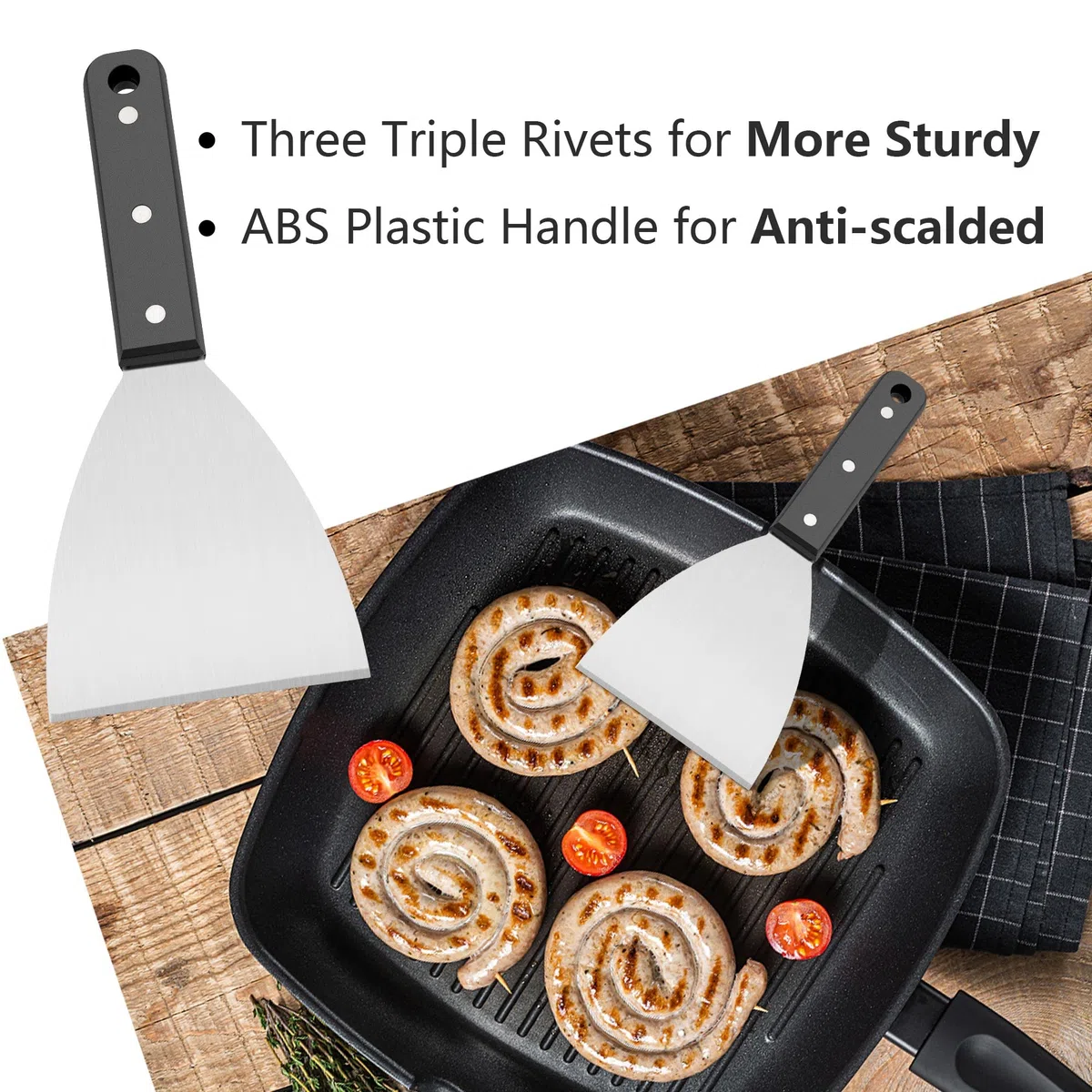 Joyfair - 2 raspadores de Parrilla de Acero Inoxidable con Borde Inclinado para Servicio de Alimentos/cocinar/Limpiar, Ideal para barbacoas en Interiores y Exteriores, Mango ABS, Apto para
