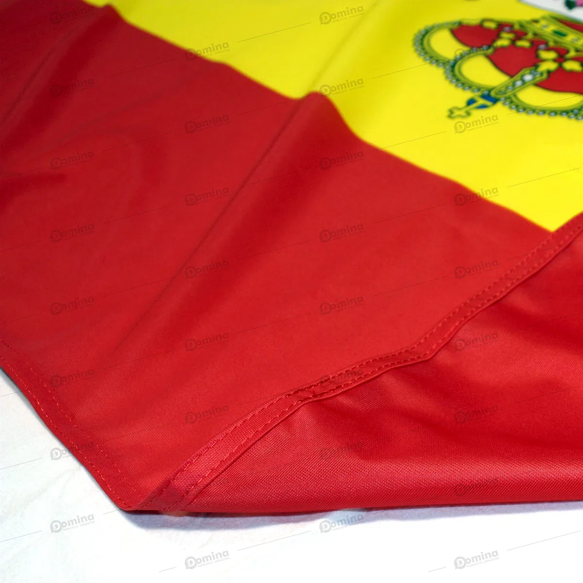 Bandera España 225x150 cm en Tela náutico 115g/m², Bandera española 225x150 Lavable,Bandera de Espana 225x150 con cordón,Doble Costura perimetral y Cinta de Refuerzo