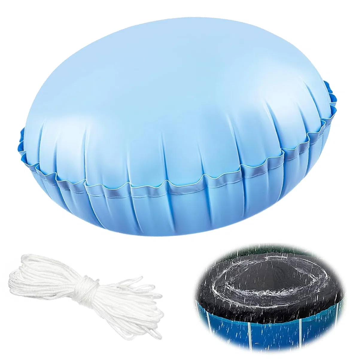 YJSDDNTY1.2x1.2m Cojín de Aire para Piscina de Invierno, cojín de Piscina Hinchable para la mayoría de Tipos de Piscinas, con Cuerdas de 15 m, cojín de Invierno para Piscina Azul