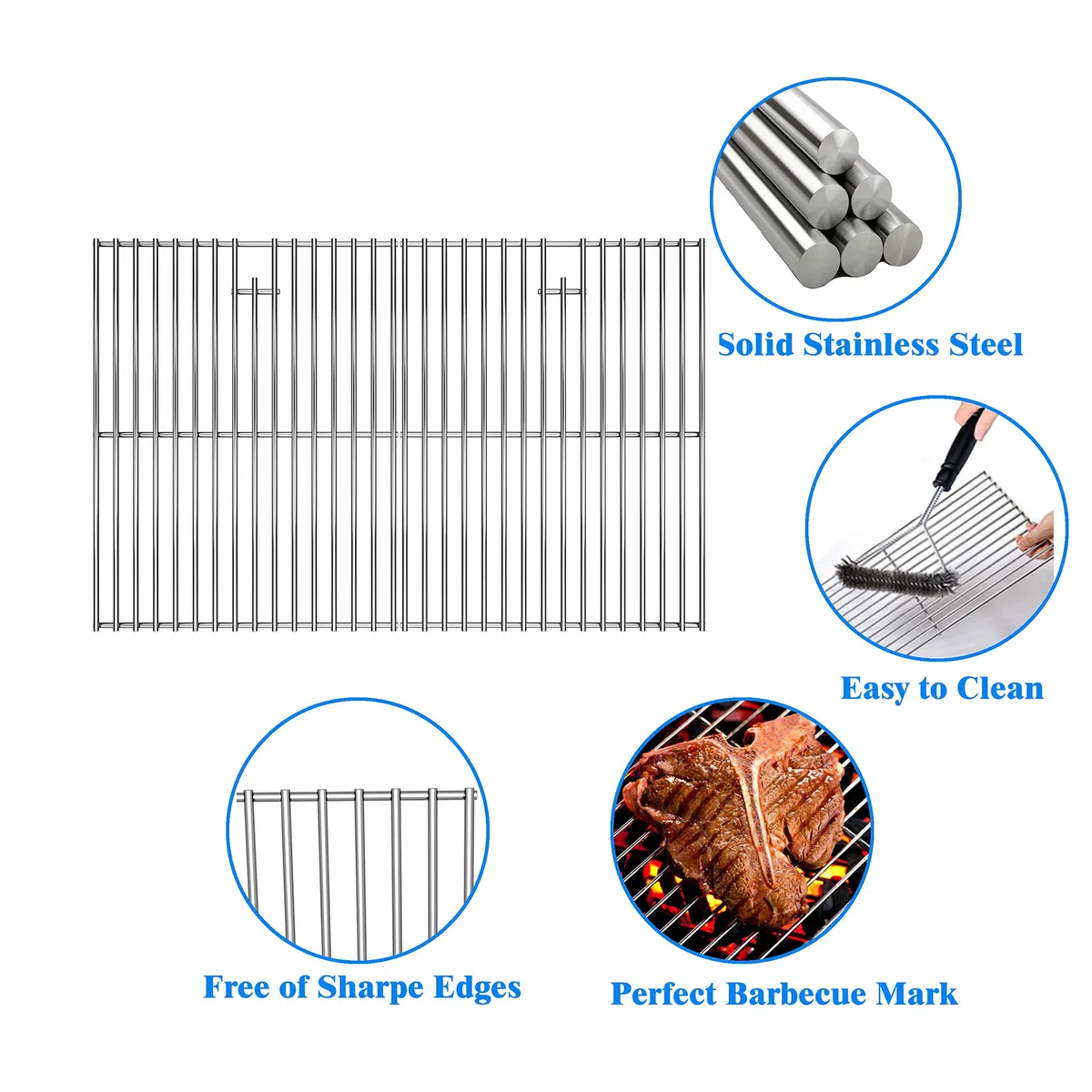 Rejillas de cocina de 17 pulgadas para Home Depot Nexgrill 720-0830H, 720-0830D, 720-0783E, 720-0783C, rejillas de cocina de acero inoxidable de 17 pulgadas para Nexgrill 720-0888 720-0888N
