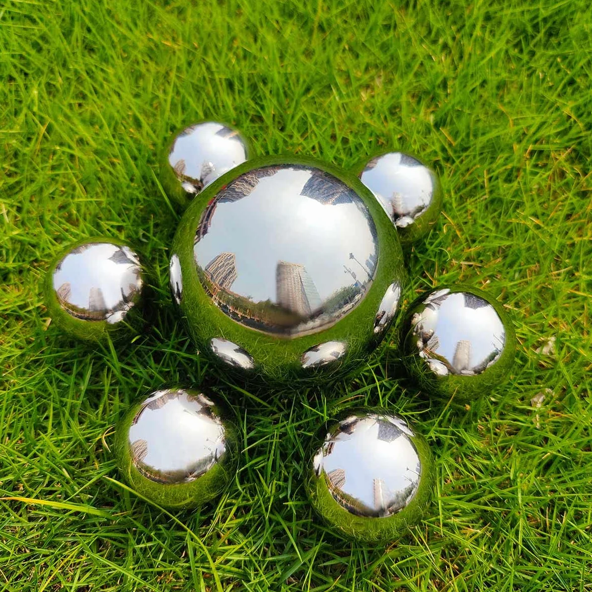 espejo de jardín de acero inoxidable pulido, bolas huecas surtidas plateadas – Reflejante para estanque, decoración mini estanque, 50/100 mm
