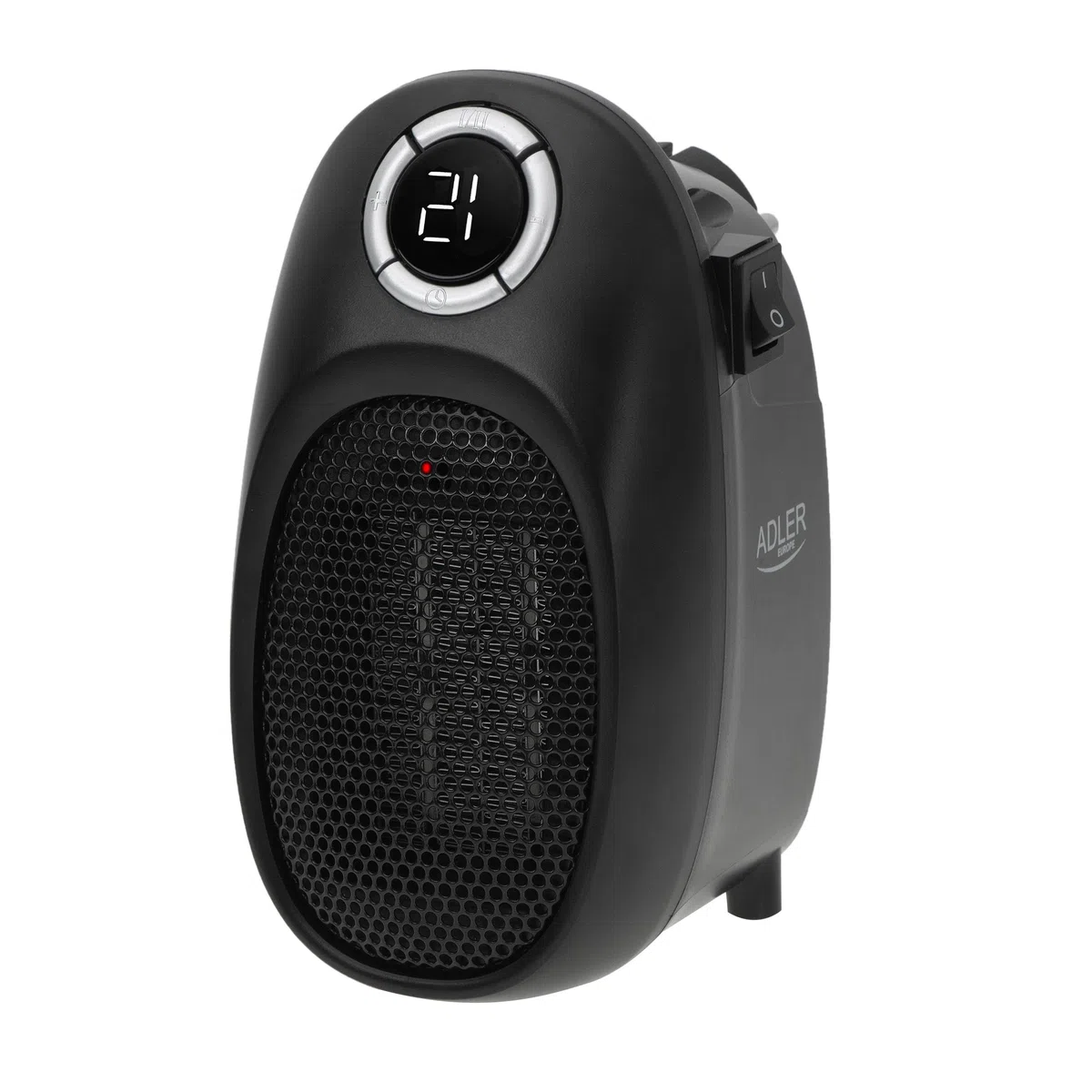 Adler AD7726 Mini Calefactor Portátil Cerámico sin Cable, Regulador de Temperatura 15-35ºC, Pantalla LED, Temporizador 12 h, Bajo Consumo, Camping, Oficina, Silencioso, 1500W