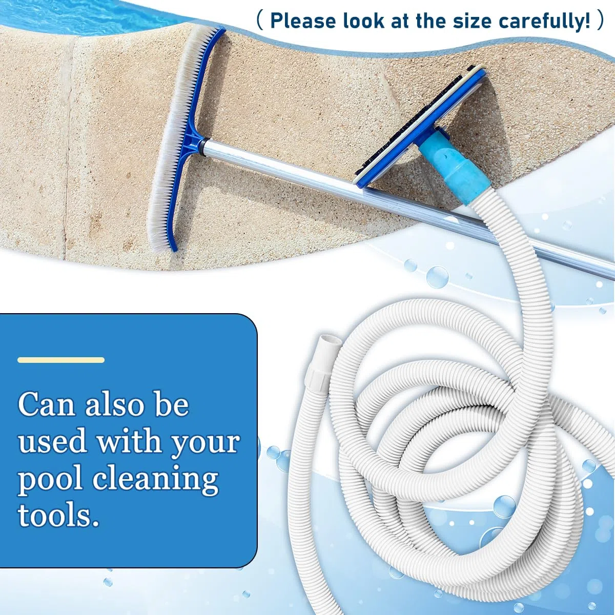 2 Piezas Manguera piscina 32mm,Manguera limpiafondos piscina Blanco,Manguera piscina,Tubo piscina con 4 abrazaderas metálicas,59x1.25 inch,Universal,Apto para todo tipo de bombas