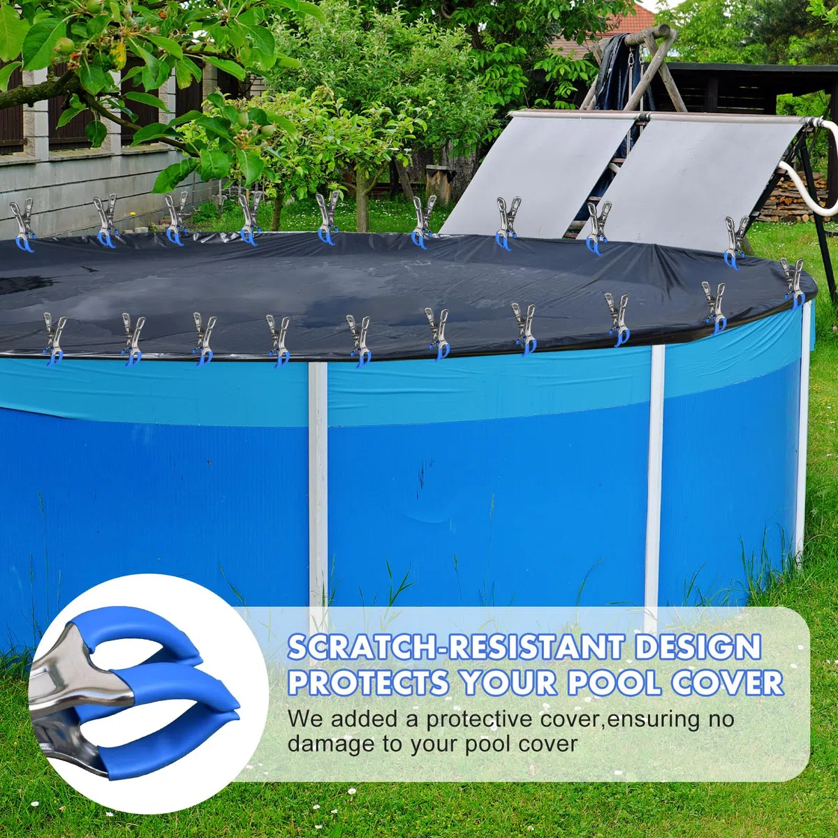 10 clips de acero inoxidable para cubierta de piscina, pinzas para piscina elevada, clips de protección contra el viento para piscinas sobre el suelo, toalla de playa (A)