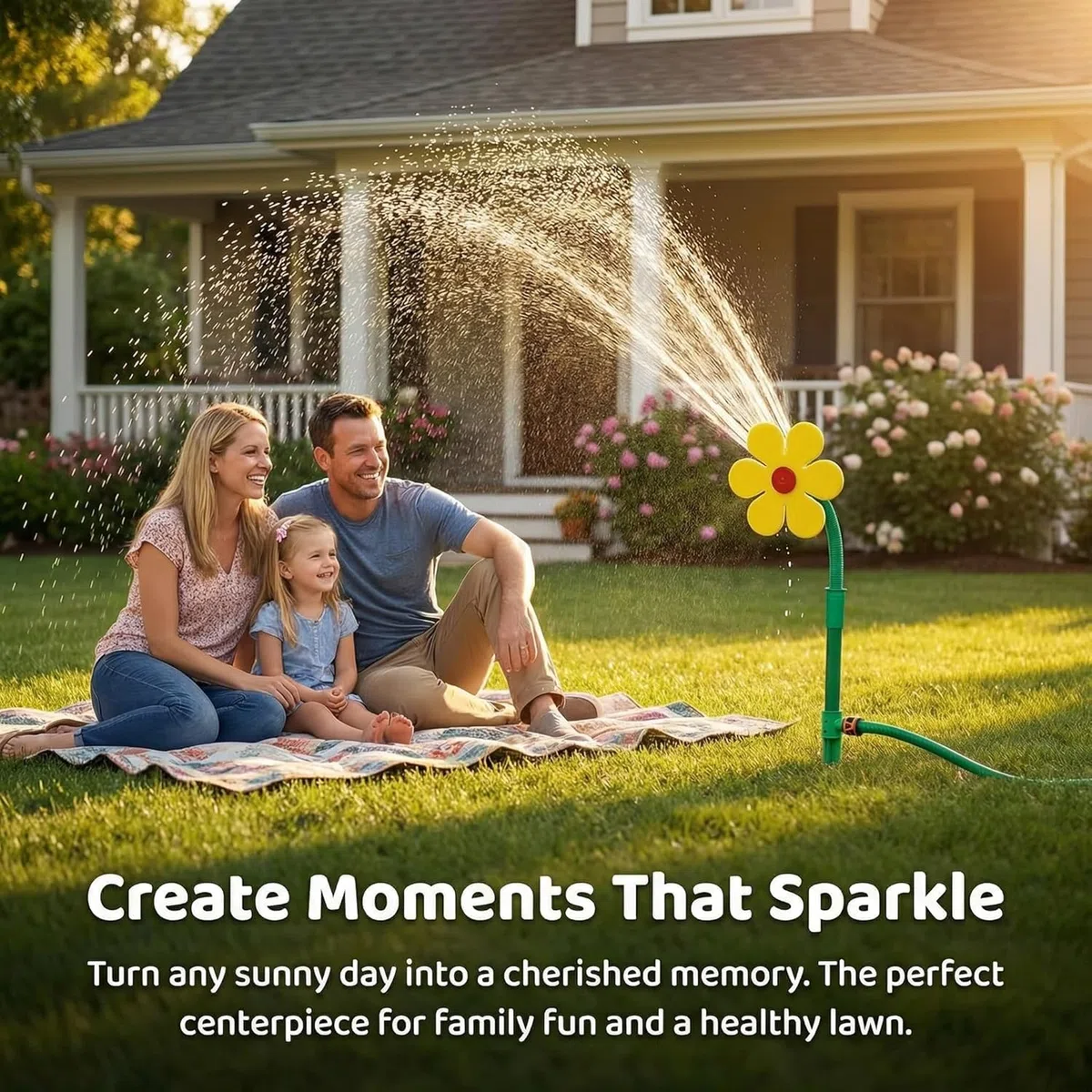 Crazy Daisy Sprinkler for Yard Watering and Kids Playing, 360° Rotating Dancing Flower Water Sprinkler, Fun Irrigation Tools with Durable Plastic Base for Dogs and Garden Irrigation (White)