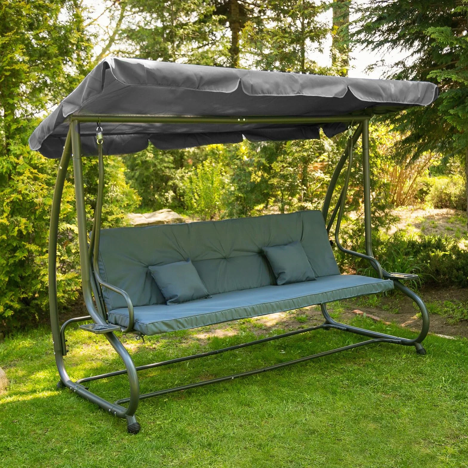 Toldo solar para columpios de jardín, toldo solar universal para exteriores, toldo para columpio de jardín, toldo impermeable para columpio de jardín de repuesto para columpio de jardín (gris oscuro)