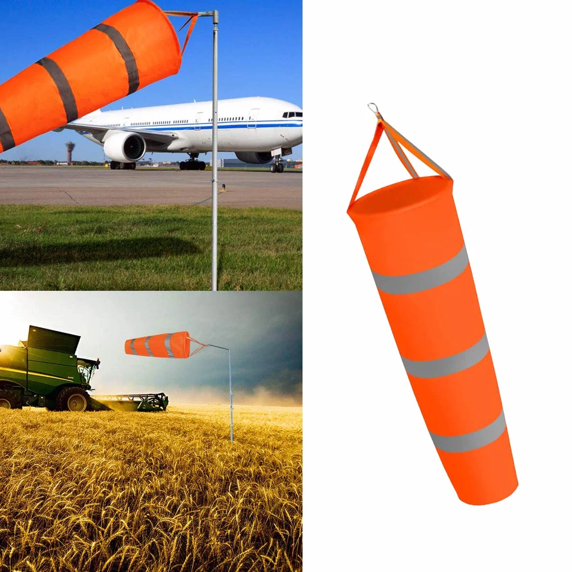 Manga de Viento 80cm Impermeable con 2PCS Ganchos Calcetín de Viento para Medir el Viento y la Fuerza