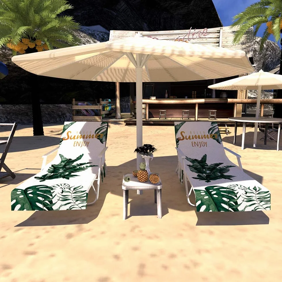 Fundas Tumbona con Bolsillo,Toalla de Playa de Secado rápido para Silla de Playa/Colchoneta Tumbona Jardin,Funda Protectora para Cojines Tumbonas,Microfibra Cubierta para Silla de Piscina