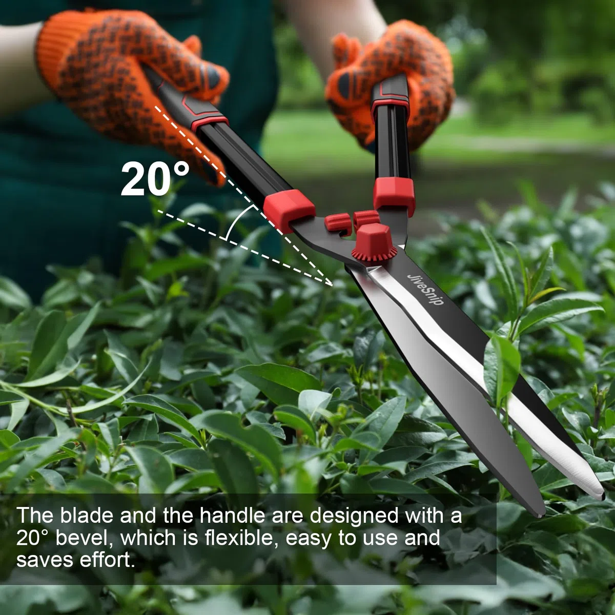 JiveSnip Tijeras Cortasetos de 23" Hedge Shears - Cuchillas de Acero al Carbono Muy Afiladas, Revestimiento Antioxidante, Tijeras de Jardín Ligeras Para Recortar Setos, Arbustos y Matorrales