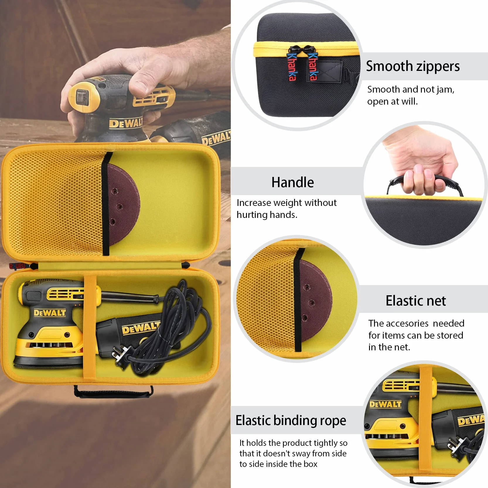 Khanka Estuche rígido para Lijadora Rotorbital DeWalt DWE6423-QS / DWE6423 / DWE6421 (Solo Estuche)
