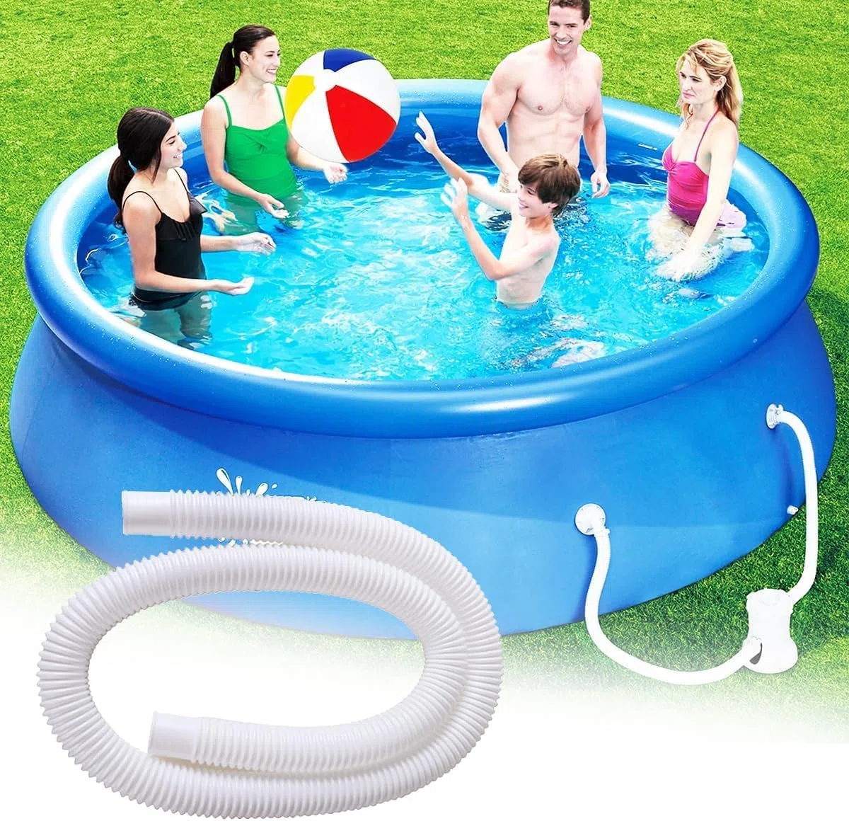 MplehDa Manguera de Piscina de 32 mm, 2 Mangueras de Repuesto, 100 m, Blanco, Manguera Flexible para Bomba de Piscina, Manguera con 4 Clips de Seguridad