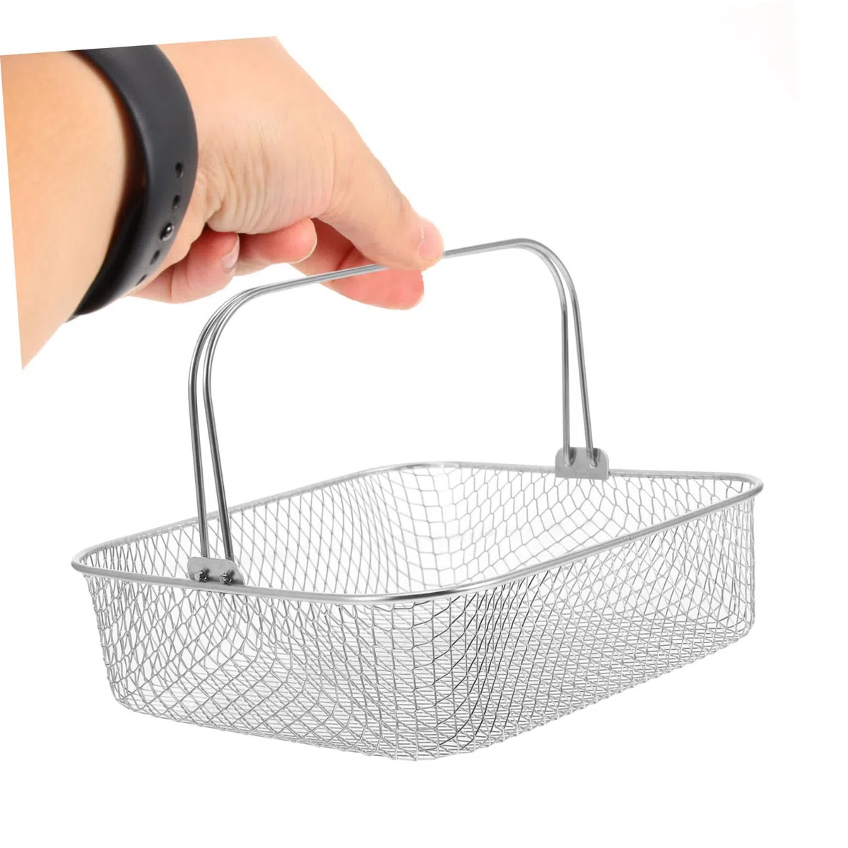 Kichvoe Cesta con Asa para Extracción Fácil de Freidora de Aire Cuadrada de Acero Inoxidable y Cocción Saludable para Cocinar Papas Fritas y Pollo Frito