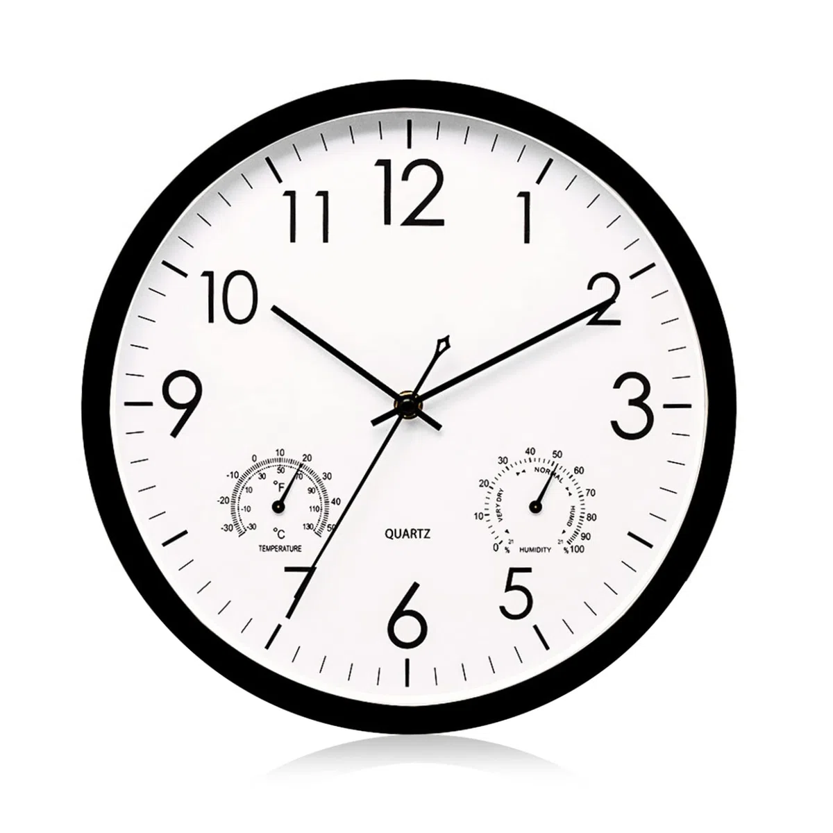 1PC Garden Clock Outdoor Waterproof Clock with Thermometer Hygrometer 12 Inch Retro Metal Wall Clock for Patio Pool Yard Black