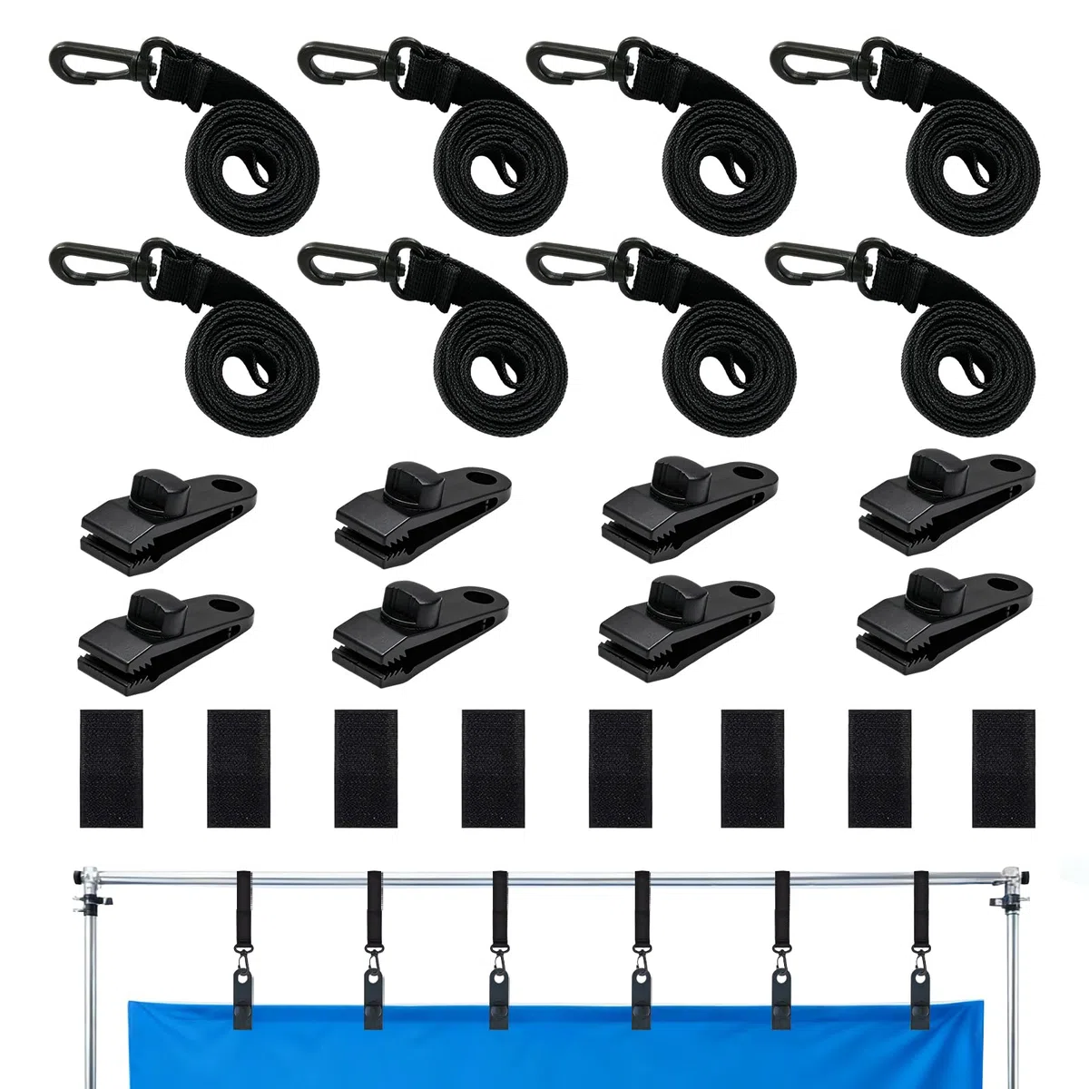 Juego de 8 Cintas de fijación y Grapas, Cintas de fijación para Lonas de Piscinas, recambios y Accesorios para Sistemas de Enrollado móviles, Lonas solares, Lonas de Piscina, Cubiertas