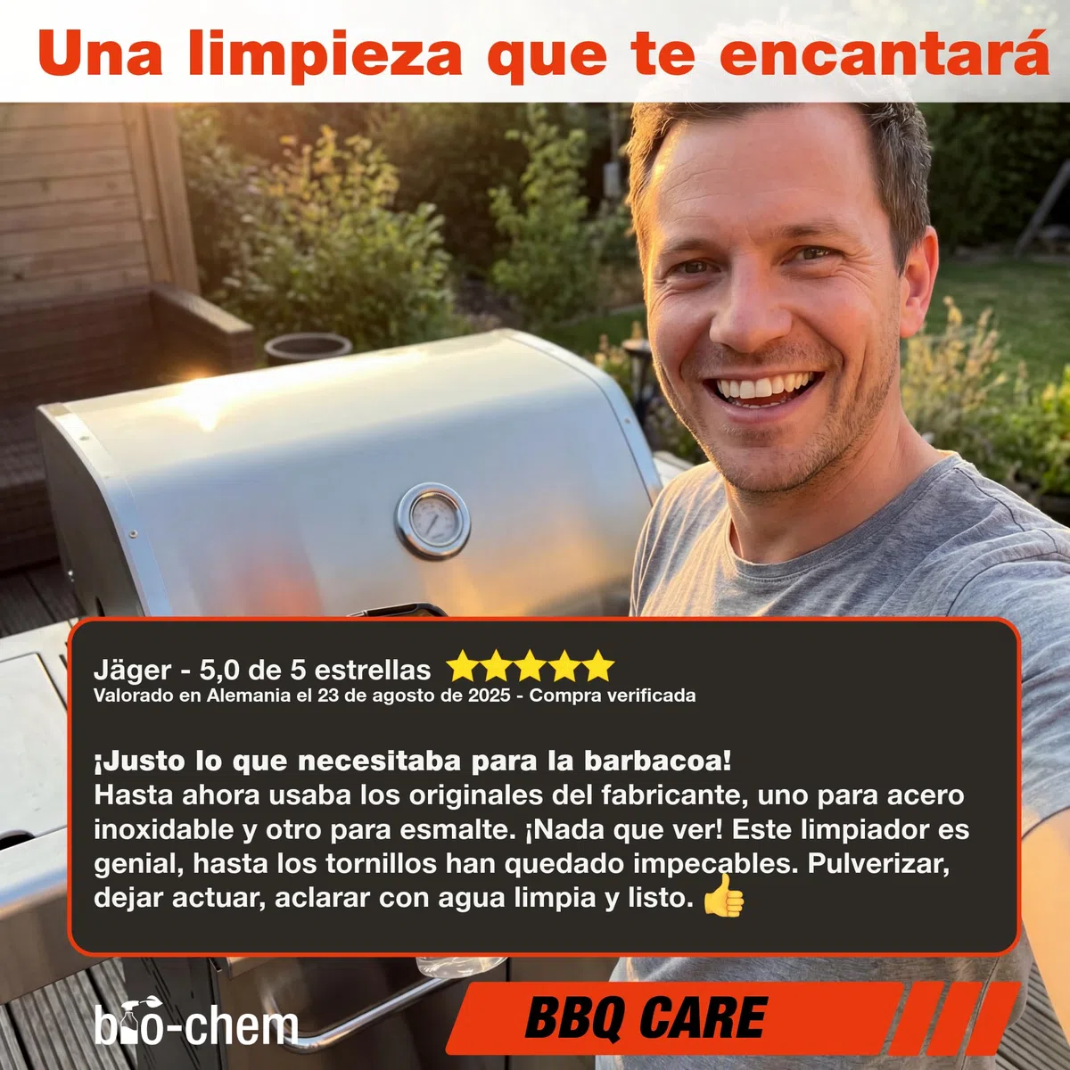 Bio-Chem - Limpiador para barbacoas 750ml - Spray para barbacoas Listo para Usar,iIdeal para el Verano - Limpiador desengrasante para Parrillas de Barbacoa