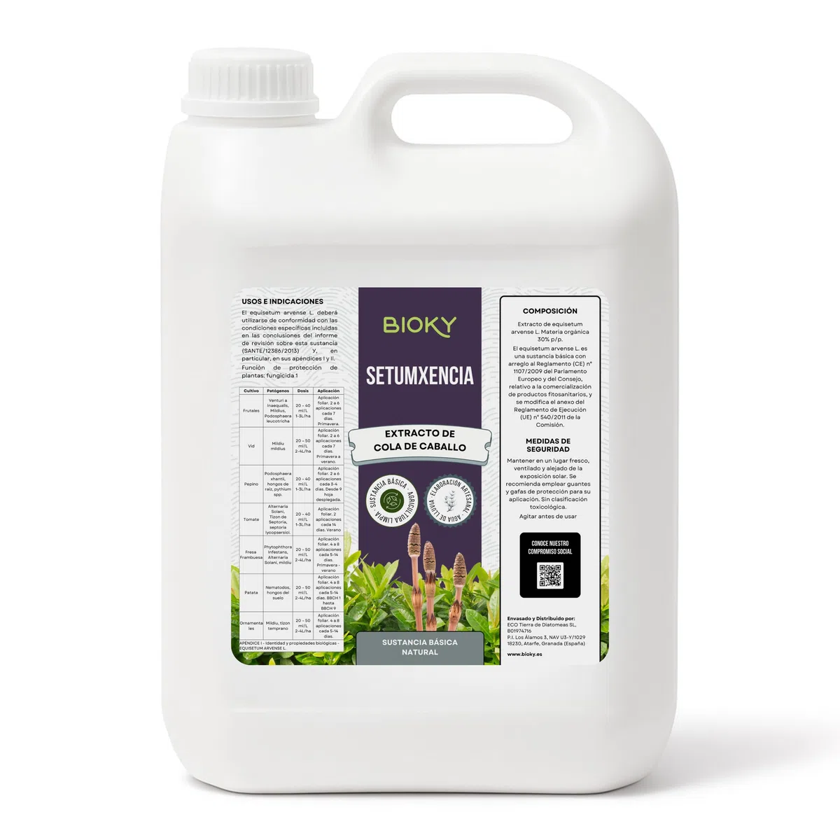 Cola de Caballo Fungicida 5L – Preventivo y Curativo para Plantas - Muy Concentrado 30ml/L – Bioestimulante Plantas de Interior y Huerto Urbano – Controla Hongos como Mildiu, Oídio (5L)