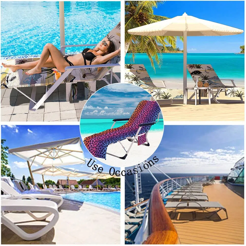 Morbuy Funda para Tumbonas, Toallas para Tumbonas de Playa a Rayas, Funda para Silla de Microfibra con Bolsillos, para Tumbonas de Jardín, Piscina, Patio, Tomar El Sol (Negro,73x210cm)
