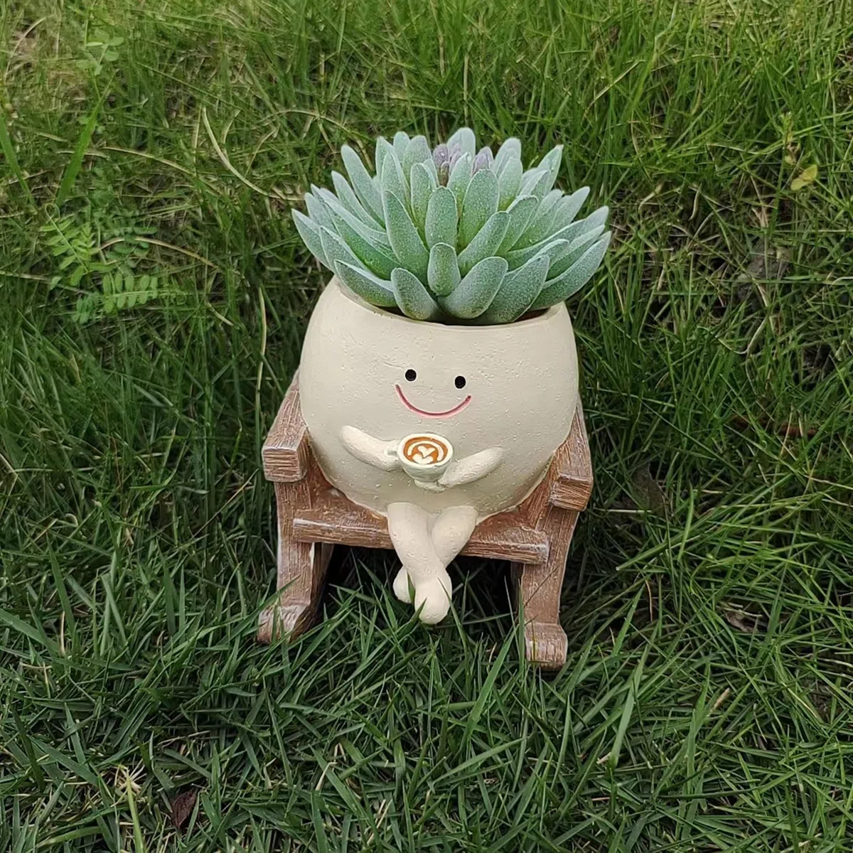 Macetas de Cara Sonriente Macetero Caras Sonrientes con Agujeros de Drenaje Maceta Portátil para Suculentas para Hogar Jardín Terraza (03)