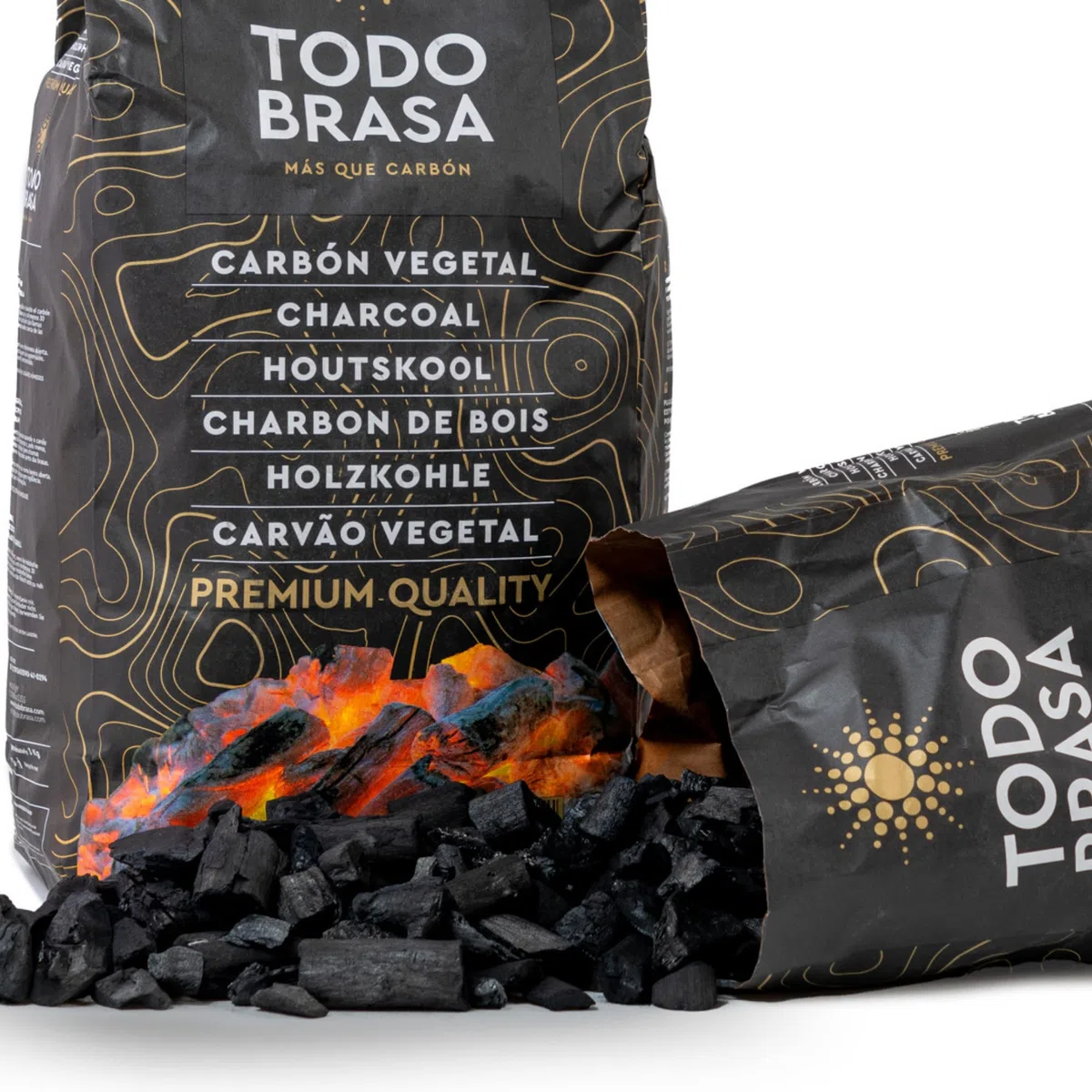 TODOBRASA CV3 • Carbón Vegetal Encina • Ecológico Leña Ibérica • Saco 3 Kg Premium BBQ • Especial Parrilla Barbacoa • Brasa Profesional • Grilling