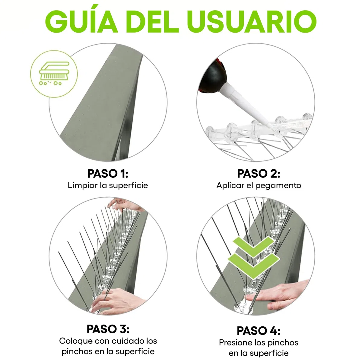 Pinchos ANTIPALOMAS - Púas de Acero Inoxidable para pájaros - Disuasivo Duradero para Palomas: excelente Elemento disuasorio para pájaros, Cuervos y pájaros carpinteros - Cubre 10 pies / 3 Metros