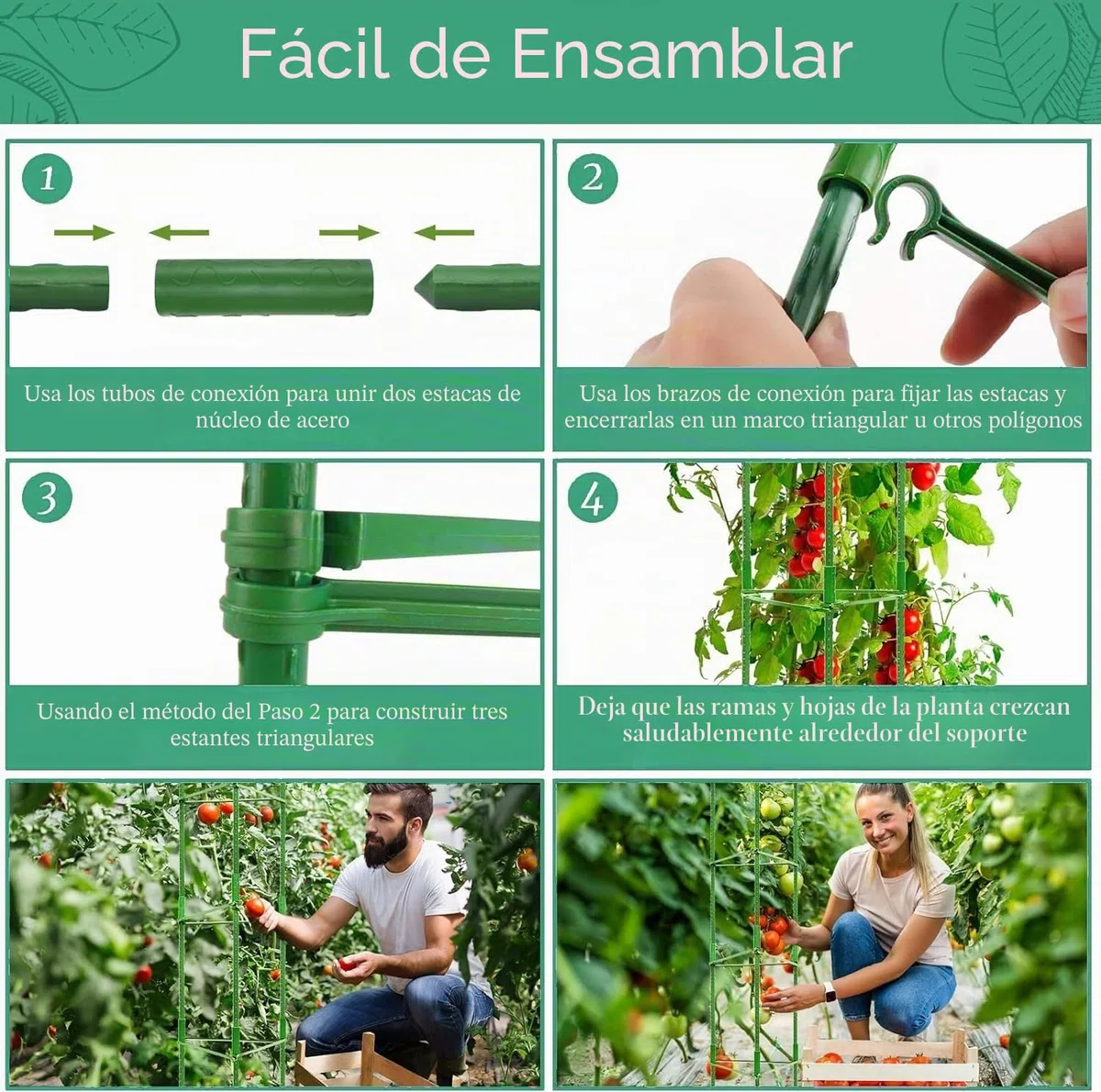 KAHEIGN 2 Piezas Jaulas de Tomate de Jardín, 160CM Enrejado de Marco de Soporte de Planta Ajustable para Verticales Escalada Planta Verduras Flor Frutas Enredadera - con 60Pz Bridas, 20Pz Jardín Clips